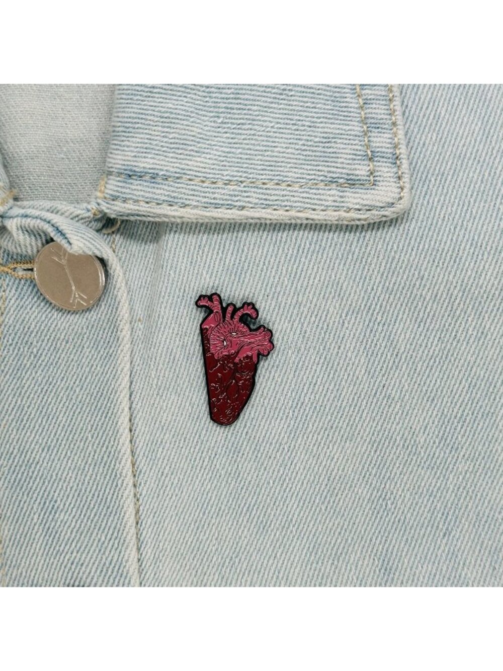 New Heart Enamel Pin Pink Burgundy Anatomical Jewelry Brooch medical art